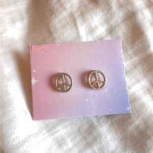Gold Peace Sign Earrings